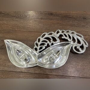 Pewter Mardi Gras Mask Serveware for Dining Elegance